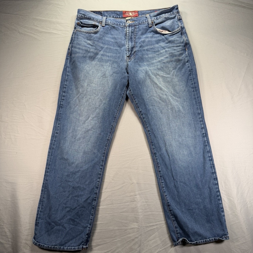 Lucky Brand 181 Relaxed Straight Jeans Mens 38x32 Blue Denim 5 Pocket Pants